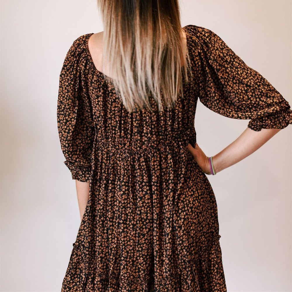 🆕 BOHO FLORAL RUFFLED BABYDOLL DRESS - Picture 6 of 7